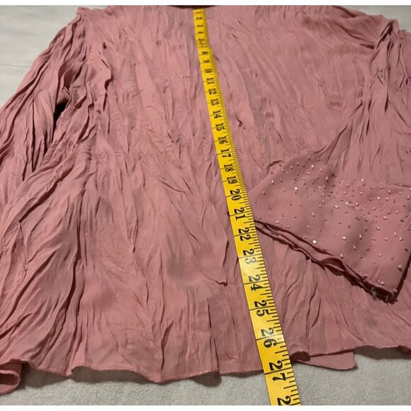 Sunny Taylor Womens Pink Long-Sleeve Blouse W/ Beaded & Lace Accents - Picture 3 of 12